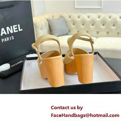 Chanel Fabric  &  Patent Calfskin Sandals G45555 Beige 2024